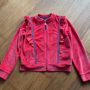 Tommy Hilfiger girls pink velour zip up top size M 8-10